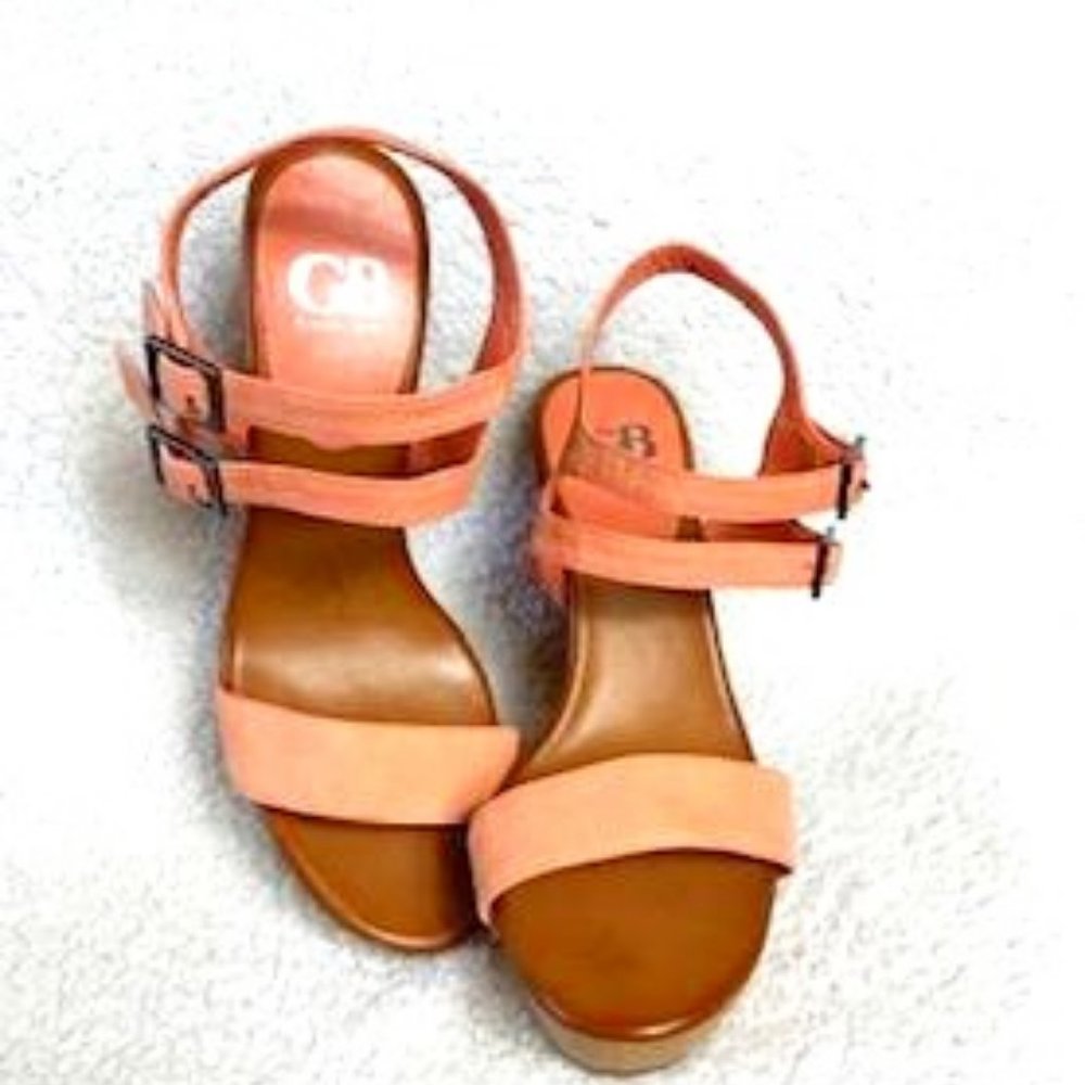 Gianni Bini Wood Platform Block Heel Sandals